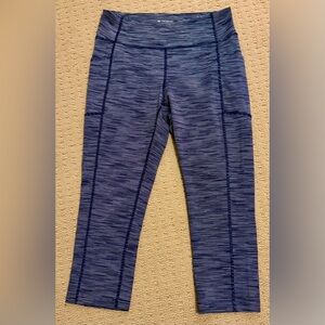 Tek Gear Women's Blue Striped Leggings, Sz M